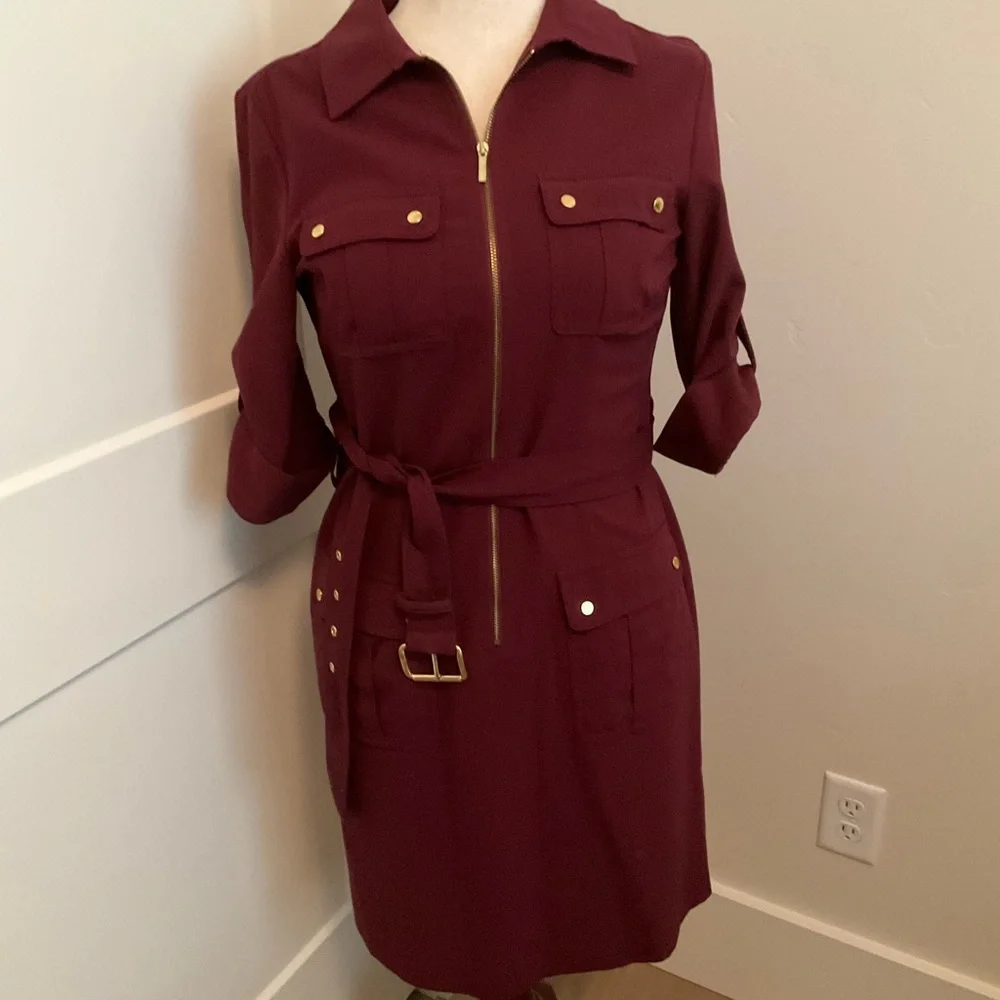 Michael Kors Burgundy Long Sleeve Dress - Picture 1 of 3